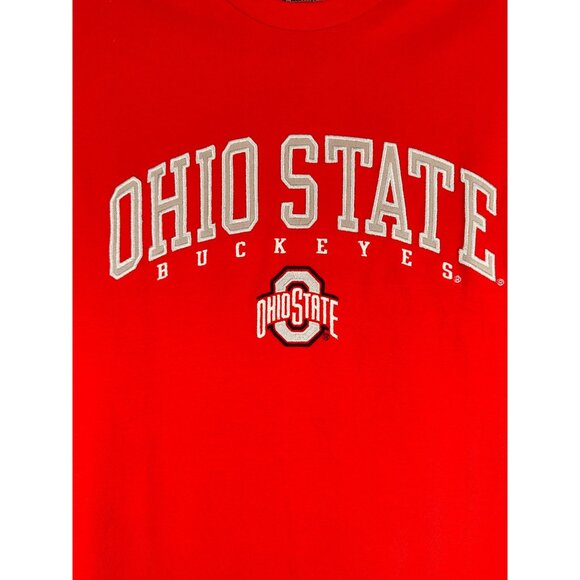 Ohio State Buckeyes Champion Red T-Shirt Large L Embroidered Logo Cotton Team - Picture 7 of 11